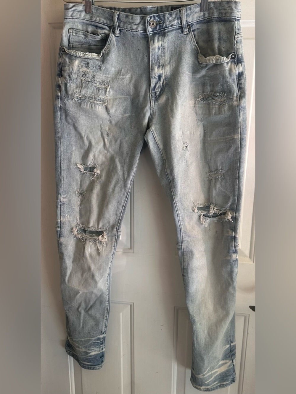 Smoke Rise Light Blue Ripped Skinny Jeans - Slim Fit Denim